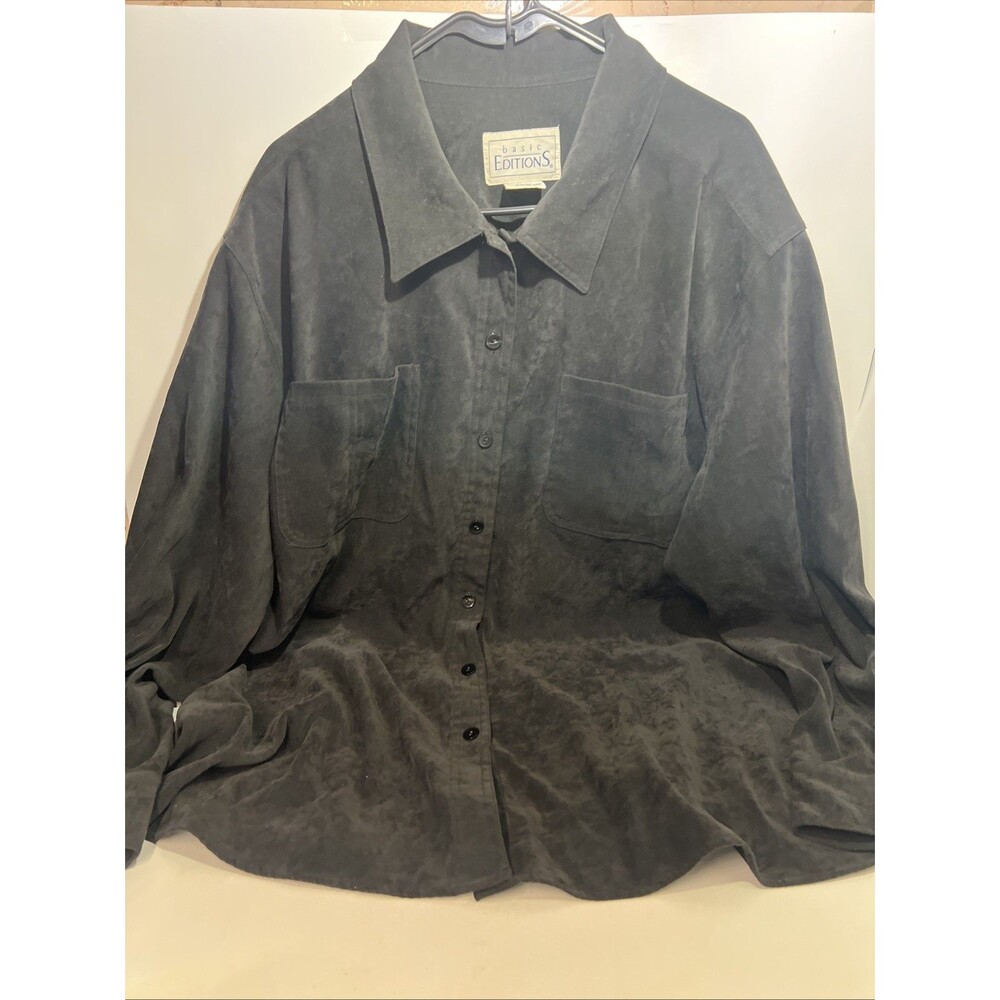 vintage Basic Editions button-up shirt Faux Suede 2XL